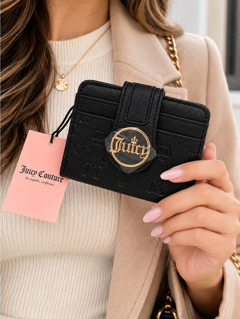 Juicy Couture First Class Couture Track Bifold Wallet – Black – NWT